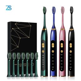 Toothbrush ZS Gold Button 5 Modes USB Charger Replacement 8 Brushes Heads Smart Timer Teeth Dental For Adult Sonic Electric 220921