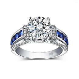 Cluster Rings RedWood Brand 5ct Real Moissanite Ring For Women 925 Sterling Silver 14K White Gold Plated Diamond Wedding Jewellery