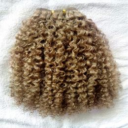 -Новая бразильская человеческая девственная девственная наращивание волос извращенные кудрявые волосы усылка средняя коричневая темная блондинка Color3353