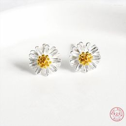 Stud Earrings 925 Sterling Silver Japanese Fashion Simple Small Daisy Women Party Wedding Jewelry Accessories Girlfriend Gifts