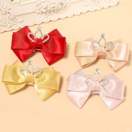 Hair Accessories Kids Baby Girl&#39;s Bow Crown Ribbon Stereo Hairpin Korean Version Born Clip Girl Bowsbaby Meisje