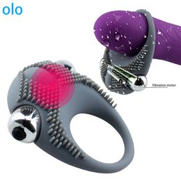 Beauty Items Penis Vibrating Ring Delay Ejaculation Bullet Vibrator Clitoris Massager Adult sexy Toys for Men Male Cock Silicone Flirting