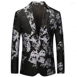 Men's Suits White Jacquard Men Blazer Luxury Business Casual Party Nightclub Male Blazers Plus Size 6xl Single Breasted Man