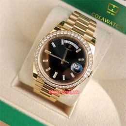 With Box Papers high quality Watch New Version Day Date 18K Yellow Gold Diamond Bezel 40mm Dial Automatic Fashion Men's 228348RBR Wristwatch