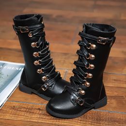 Boots Girls Knight Children Spring Winter Versatile Side Zip Non slip Catwalk Kids Fashion Long Britain Style Retro 220921