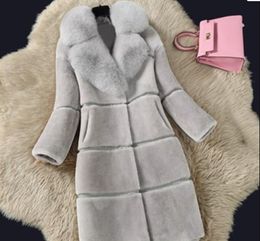 Faux Fur Coats Jackets Plus 5XL Women Winter Thick Long Jacket New Fashion Lady Fox Fur Collar Outerwear