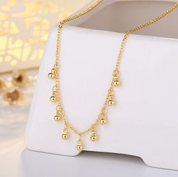 Round Beads Pendant Necklace Gold Plated Women Girls Lady Jewelry Christmas Gift