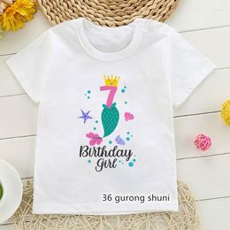 Shirts Kawaii Girls T-shirt Birthday Numbers 3-9years Old Graphic Print Children's Tshirt Summer Baby T Shirt For Kids Clothes