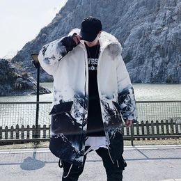 Men's Down Men's & Parkas 2022 Winter Hip Hop Japanese Hooded Fur Collar Long Length Cotton Fashion Snow Coats Outwear Men Clothes