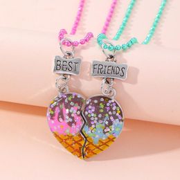 Pendant Necklaces Luoluo&baby 2Pcs/set Cute Painted Drip Oil Pineapple Friends Necklace For Kids Girls Friendship Gifts