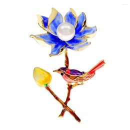 Brooches CINDY XIANG Magpie And Flower For Women Enamel Colourful Fashion Pin Shirt Accessories Bird Jewellery High Qaulity