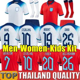 Koszulki piłkarskie Angleterre Kane UK 2022 Grealish Anglands Mead Sancho National Football Shirt 2023 Sterling Mount Rashford Foden Saka 23 23 Men Kit Kit Mundlid