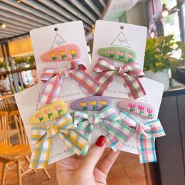 Plaid Butterfly HairPins HairClips For Girls Hair Accessories Children Hair Styling Tools Barrettes Kids Bow Headwear 2 Piece 20220921 E3