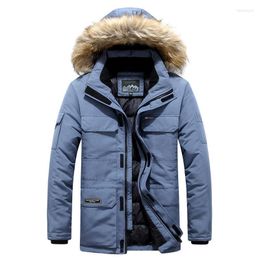 Men's Down Men's & Parkas Mens Winter Jacket Warm Thick Cotton Multi-pocket Hooded Male Casual Fur Trim Coat Plus Size M-6XLMen's