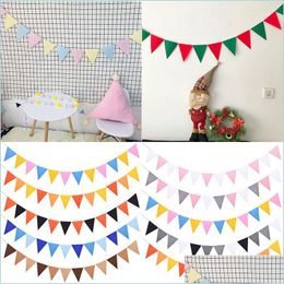 Party Decoration 12Flags Colorf Fabric Garlands Christmas Felt Bunting Pendant Flag For Wedding Birthday Home Hanging Garland Drop De Dhrbh