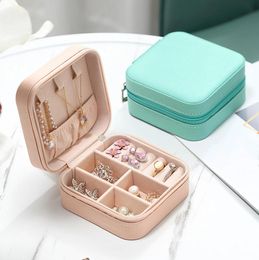 Storage Box Travel Jewelry Organizer PU Leather Display Storage Case Necklace Earrings Rings Jewelry Holder Gift Case Boxes RRB15600