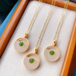 Pendant Necklaces Natural White High-grade Semi-precious Stone Necklace Retro Ethnic Style S925 Individual Fashion Female