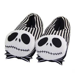 Slippers Women Cartoon Home Slides Indoor Floor Non-Slip Flip Flop Halloween Christmas Stripe Skull Bedroom Plush Cotton Shoes 220921