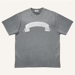 Camisetas para hombres camisetas para hombres hombres mujeres askyurself scroll impresión logo tops vintage manga corta gris detalle angustiado