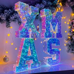 Novelty Party Decoration LED Luminous Alphabet Number Lights Illusory Laser Letters Decorative Lamps For Wedding Birthday Christmas
