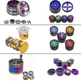 Tobacco Smoking Herb Grinders Accessories Four Layers Aluminium Alloy material 100% Metal dia 63mm have 5 Colours Window Lighting Grinder