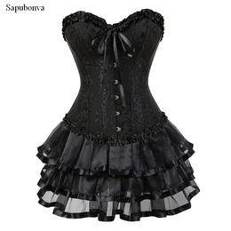 Waist Tummy Shaper Sapubonva sexy corsets for women plus size costume overbust burlesque corset and skirt set tutu corselet victorian fashion gowns 220921