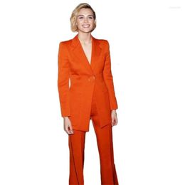 Women's Two Piece Pants 2 Pieces Custom Made Women Suits Est Fashion Orange Coat Pant Formal One Button Party For