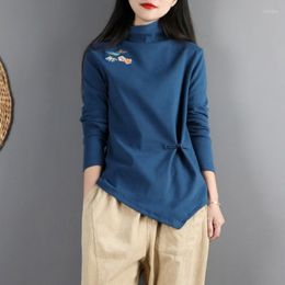 chinese style shirts women UK - Ethnic Clothing Chinese Style Women Clothes 2022 Cheongsam Top Traditional Shirt Blouse Cotton Hanfu Ladies Tops FF3368