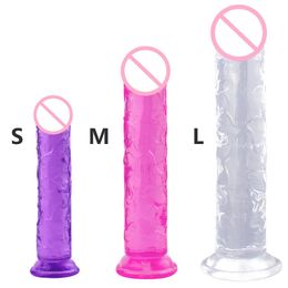 Beauty Items 4 Size Transparent dildos Jelly Dick Suction Cup Dildo Real Vaginas sexy Toys Adult for Woman Anal Butt Plug gode Shop