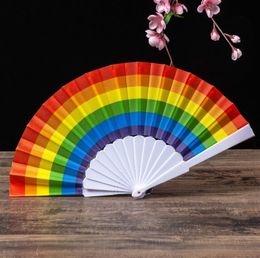 Rainbow Fans Folding Art Colourful Hand Held Fan Summer Accessory For Birthday Wedding Party Decoration Party