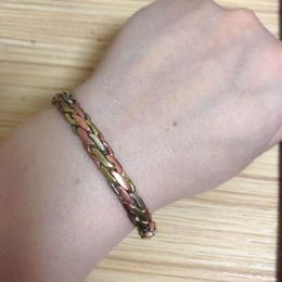 Bangle BR002 Ethnic Tibetan 3 Colour Copper Braided 6mm Open Back Vintage Nepal Metal Girls Adjustable Bracelet Cuff