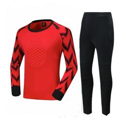 Gym Clothing Kids Adult Goalkeeper Soccer Jersey Set Child Kit Men Shirt Pants Or Shorts Sponge Protection Goalie Football Uniform 220920