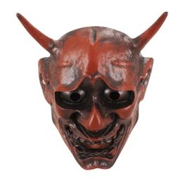 Party Masks Adult Unisex Halloween Face Japanese Hannya Demon Oni Samurai Noh Kabuki Prajna Devil Mask Resin Full 220920