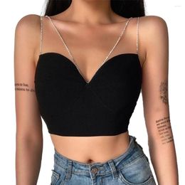 Women's Tanks Sexy Chain Crop Top Women Summer Bandage Tank Elegant Ladies Vest Evening Party Club Tunique Femme Fashion Tee Streetwear