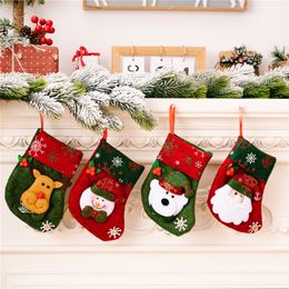 Mini Christmas Stockings Xmas Tree Ornaments Decorations Santa Claus Snowman Reindeer Gift Card Silverware Holders PHJK2209