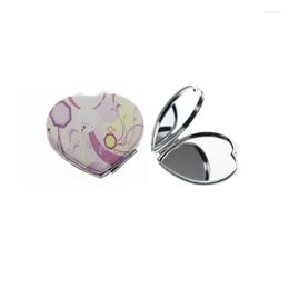 Compact Mirrors 7cm Heart Double Side Purple Portable Folding Cosmetic Pocket Hand Vanity Makeup Mirror For Women Girl Child Kid Gift