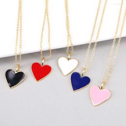 Pendant Necklaces 10PCS Fashion Red Black White Heart Dainty Necklace Gold Color Chain Choker For Women Double Sided Jewelry