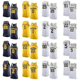 Nik1 NCAA College Michigan Wolverines Basketball Jersey 2 Isaiah Livers 21 Franz Wagner 22 Bajema 23 Brandon Johns Custom Stitched