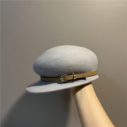 Berets 202208-xiaoli Drop British Style Textured Belt Wool Felt Equestrian Hat Men Women Visors Cap