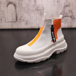 British Designer Wedding Dress Party shoes Fashion High-Top Side Zipper Sports Casual Sneakers Round Toe Thick Bottom Driving Walking Leisure Boots J225