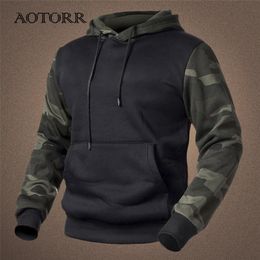 Men's Hoodies Sweatshirts Fleece Autumn Winter Casual Men Outwear Camouflage Pullover Male Hooded Collar Loose 4XL 220920