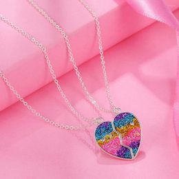 Anh￤nger Halskette Mode s￼￟e bunte Herz Waschb￤r Form Magnet Kette Freunde Halskette Freundschaft Kinder M￤dchen Schmuck Geschenk
