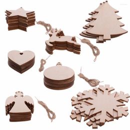 Christmas Decorations 10pcs/set DIY Natural Wooden Pendants Ornaments Party Xmas Tree Navidad Kids Gifts