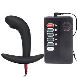 Beauty Items Silicone Anal Plug Electro sexy Men Prostate Massage Estim Power Box Electric Shock Butt Small Massager sexyy Toys