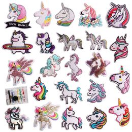 Notions Cute Unicorn Iron on Patch for Clothing Jeans Jacket Rainbow Patches Sew on Small Embroidered Decorative Appliques