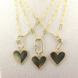 Pendant Necklaces 16inch 5pcs/lot Design Voal Clasp Cz Necklace Enamel Heart Component Rosary Chain Wholesale