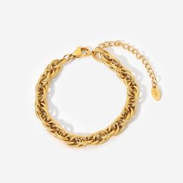 Link Bracelets Italian Gold Jewellery Statement Hip Encrypted Woven Chain 18K Plated Stainless Steel For Women