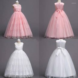Girl Dresses Long Flower Elegant Lace Girls For Weddings O-neck Pageant Vestidos De Noches Para Ninas