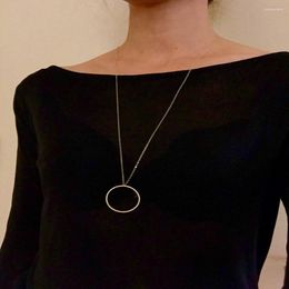 Chains 2022 Designer Original Simple Metal Big Circle Necklace Bohemian Style Long Jewelry Factory Wholesale