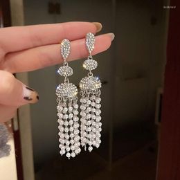 Dangle Earrings Vintage Geometric Rhinestones Crystal For Women Long Tassel Mini Beads Statement Jewellery